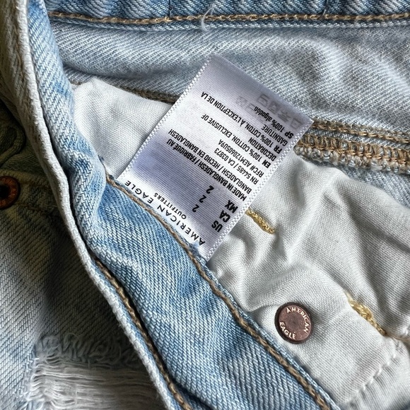 American Eagle Outfitters Blue Jean Shorts High-Waisted Cuffed - Picture 6 of 9